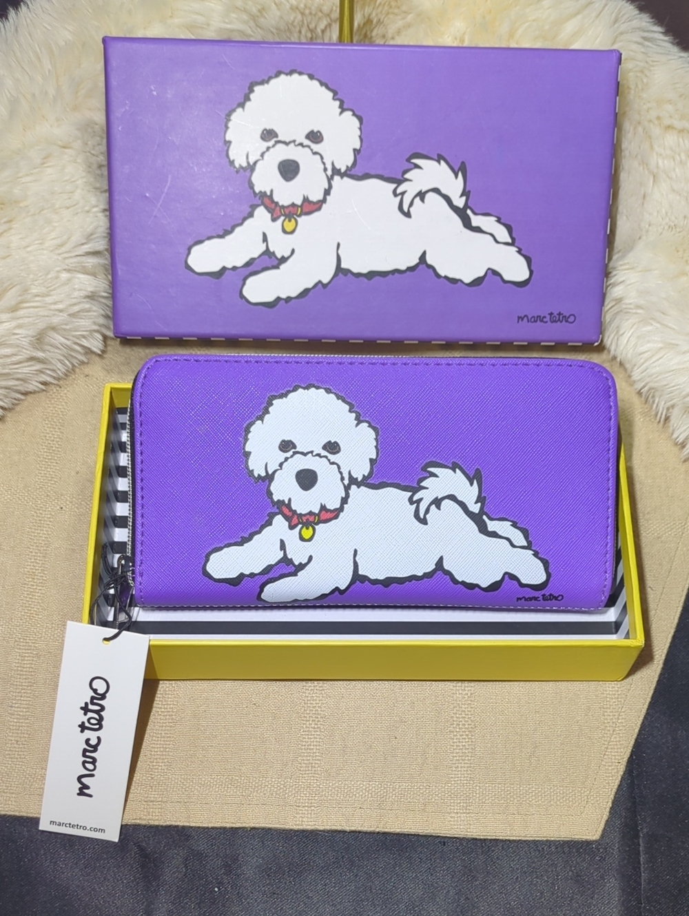 Marc tetro Purple Doggy Wallet - Zip-Around Dog Design